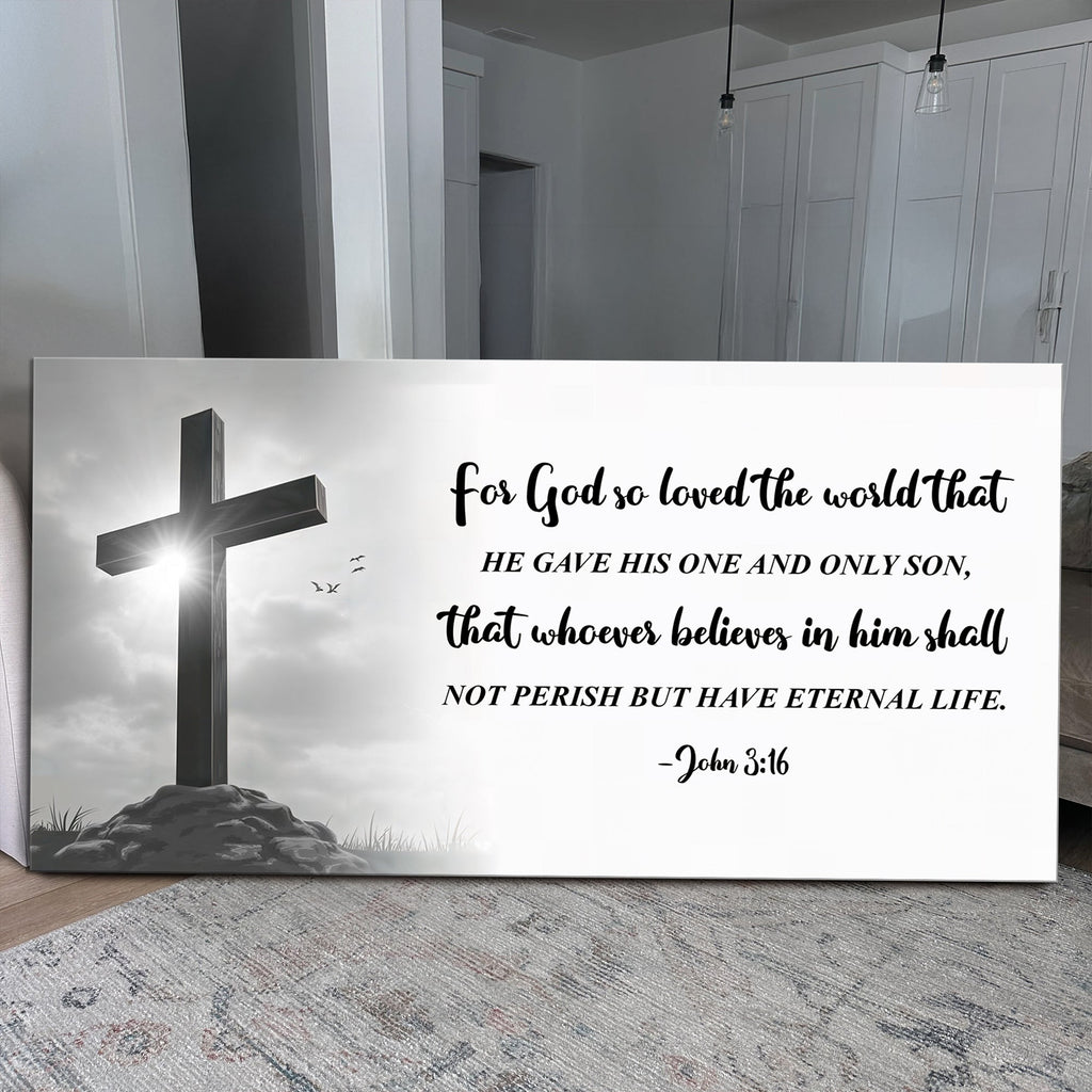 John 3:16: "For God So Loved the World" Farmhouse Canvas Wall Art