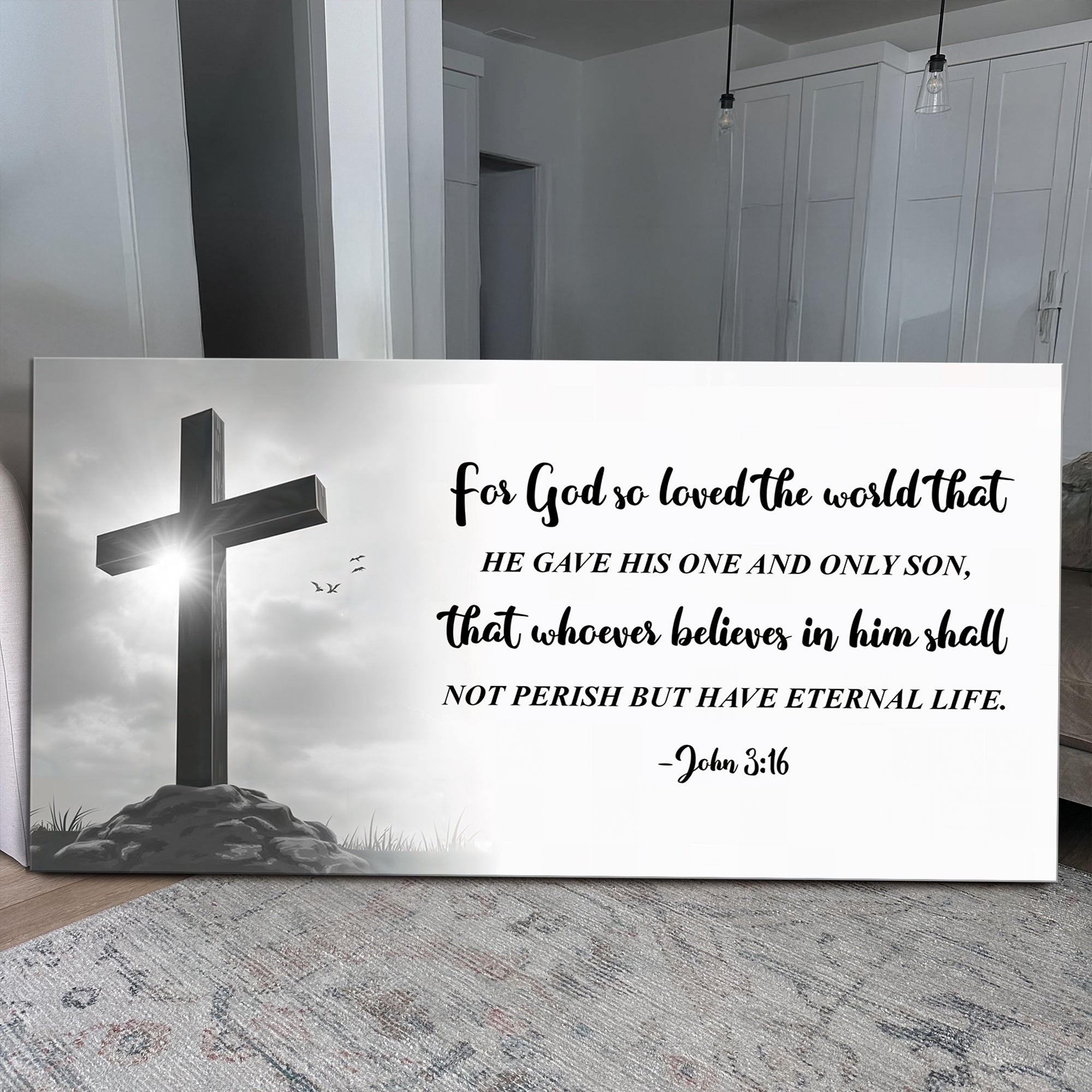 John 3:16: "For God So Loved the World" Farmhouse Canvas Wall Art