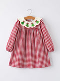 Girls Christmas Tree Plaid Dress