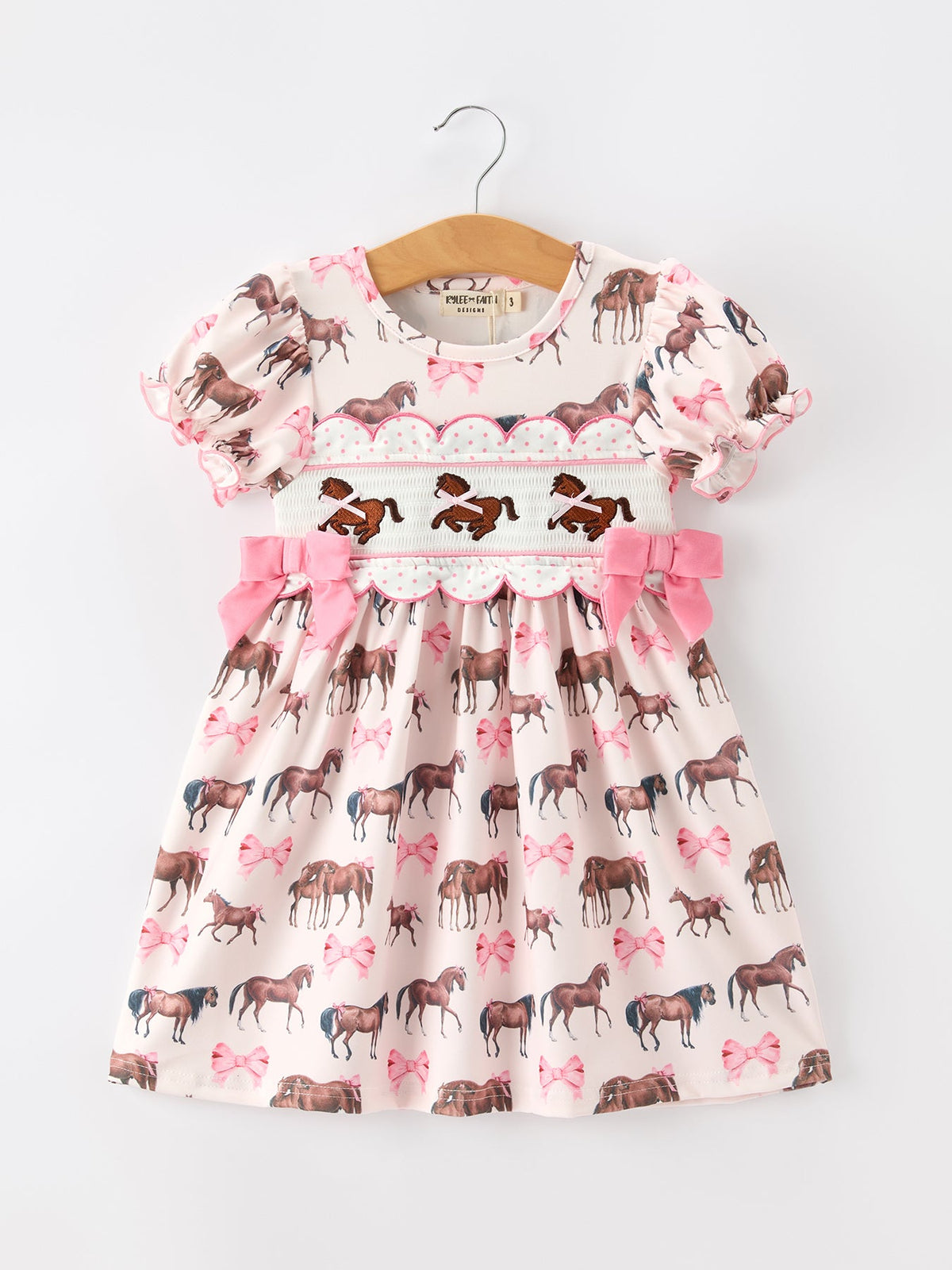 Western Horse Smocked Girls Dress