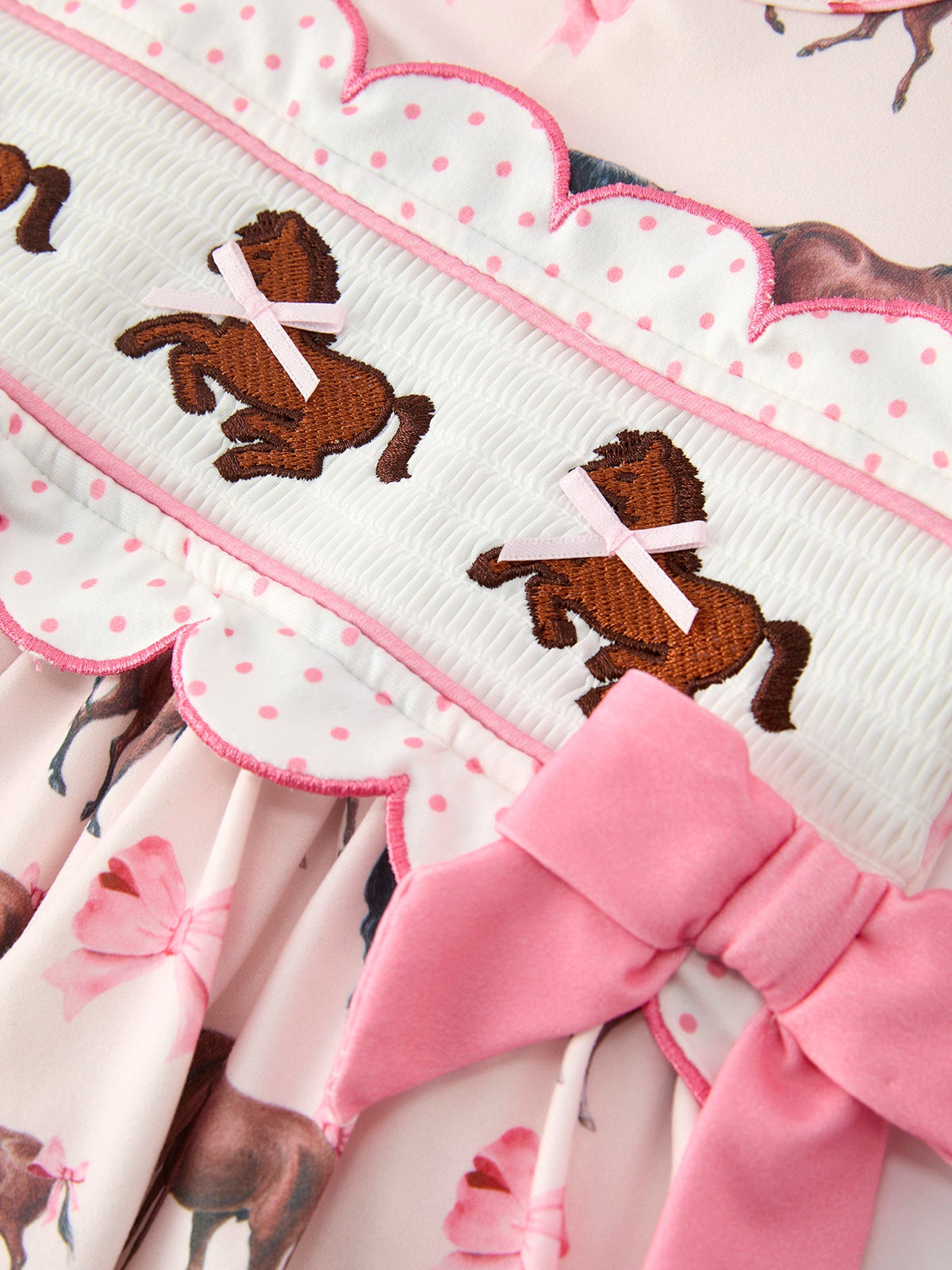 Western Horse Smocked Girls Dress