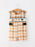 Boys Halloween Plaid Smocked JonJon Romper