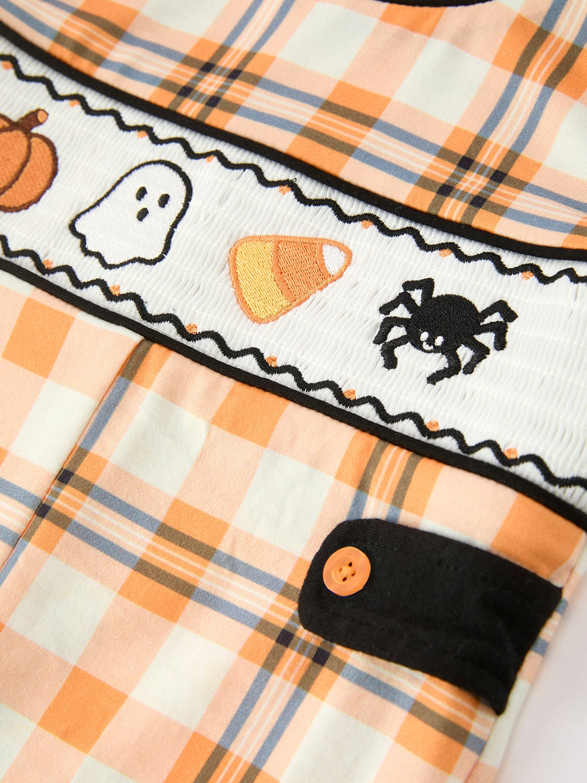 Boys Halloween Plaid Smocked JonJon Romper
