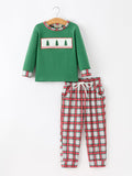 Boys Christmas Tree Plaid Outfit Set