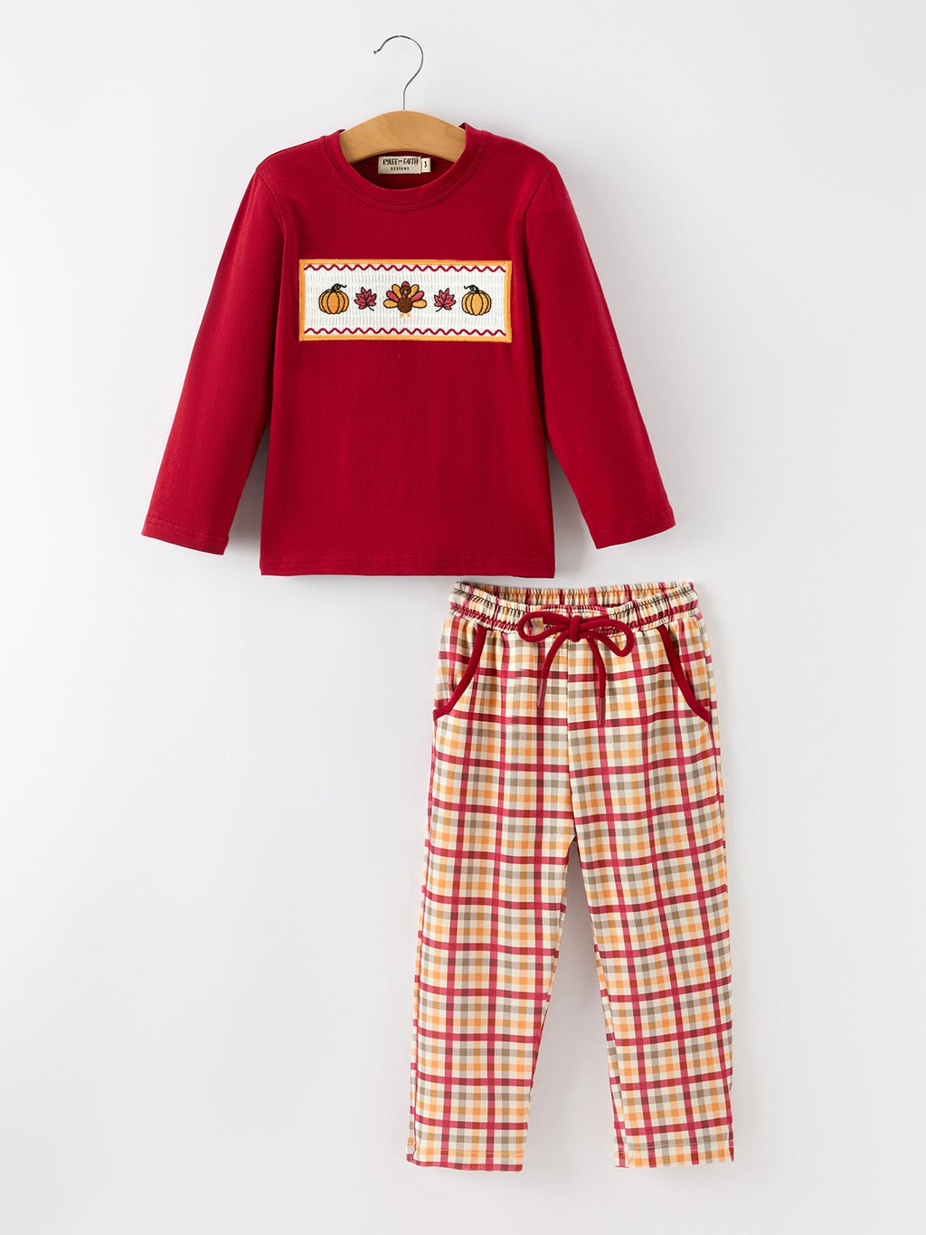 Boys Thanksgiving Turkey & Pumpkin Outfit Set