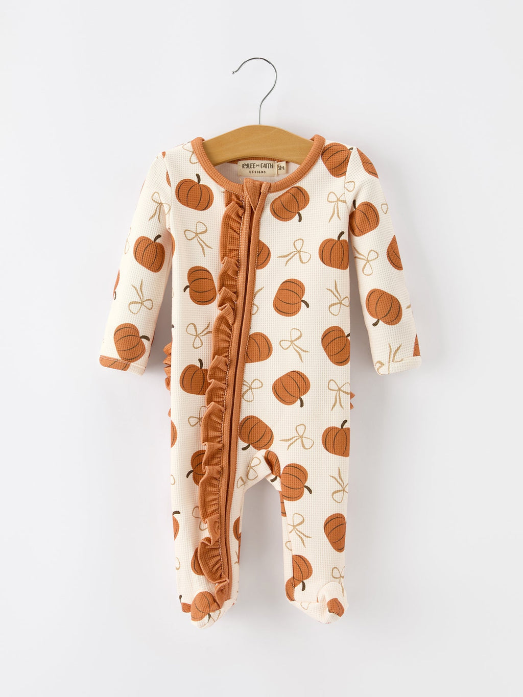 Fall Pumpkin Ruffle Zip Sleeper