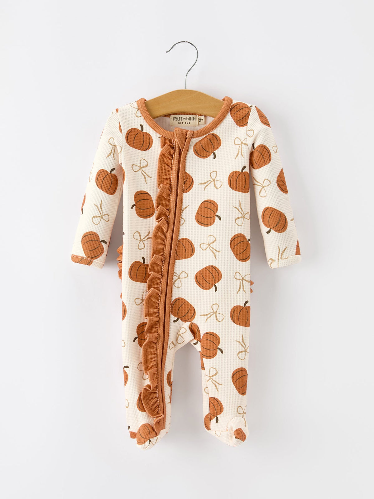 Fall Pumpkin Ruffle Zip Sleeper