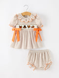 Girls Thanksgiving Turkey Smocked Dress & Bloomer Set