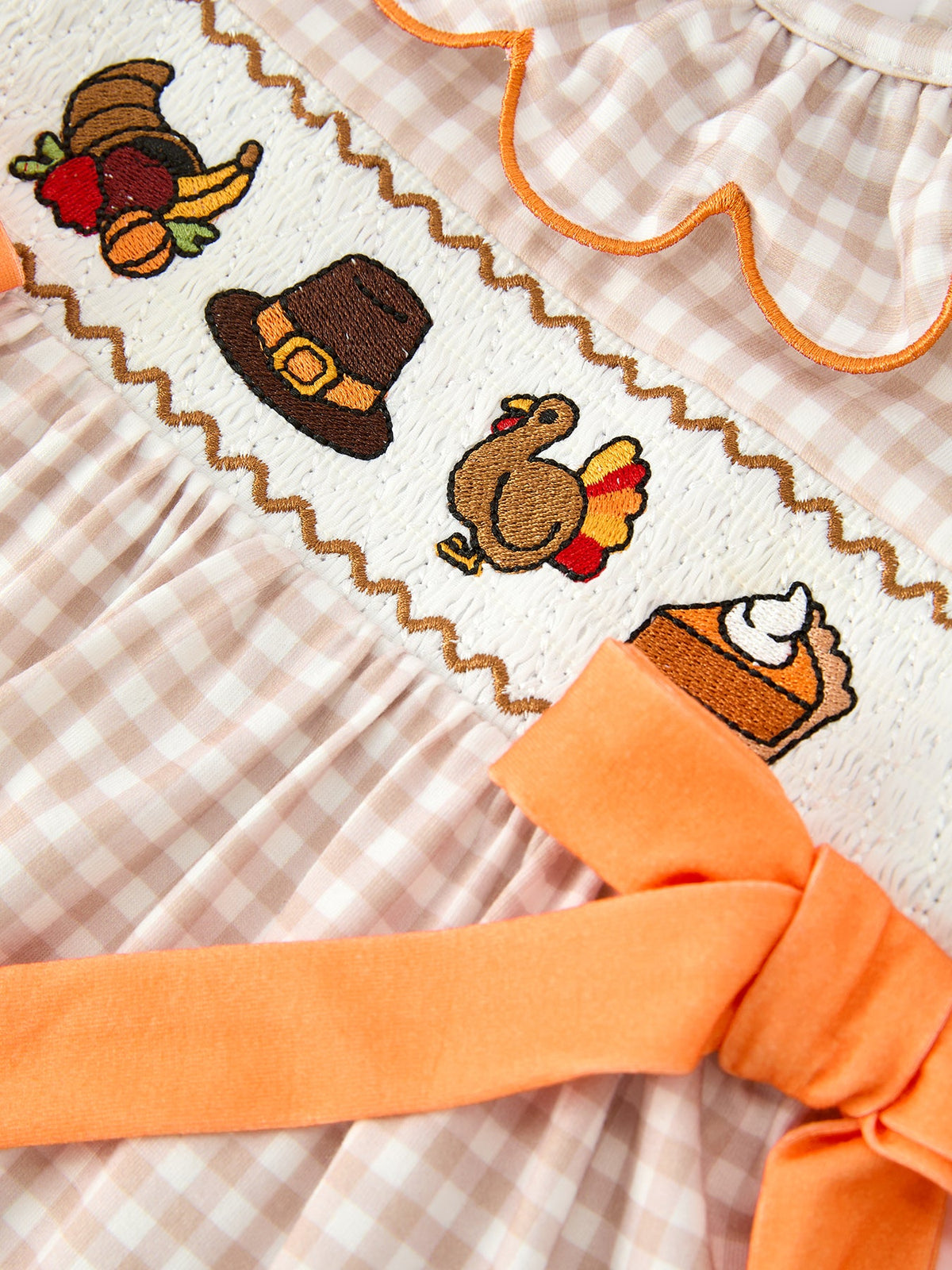 Girls Thanksgiving Turkey Smocked Dress & Bloomer Set