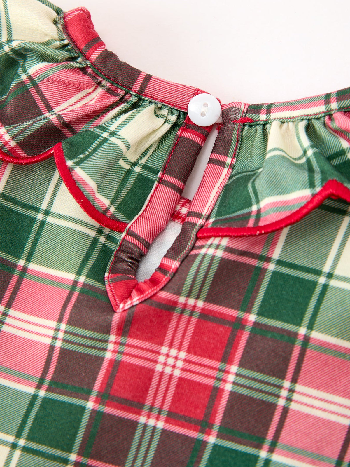 Girls Christmas Plaid Smocked Ruffle Dress