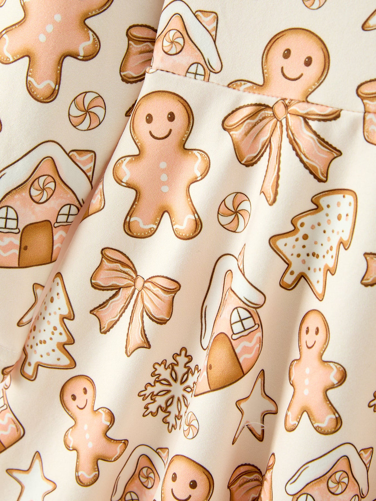 Girls’ Christmas Gingerbread Cookie Long-Sleeve Twirl Dress