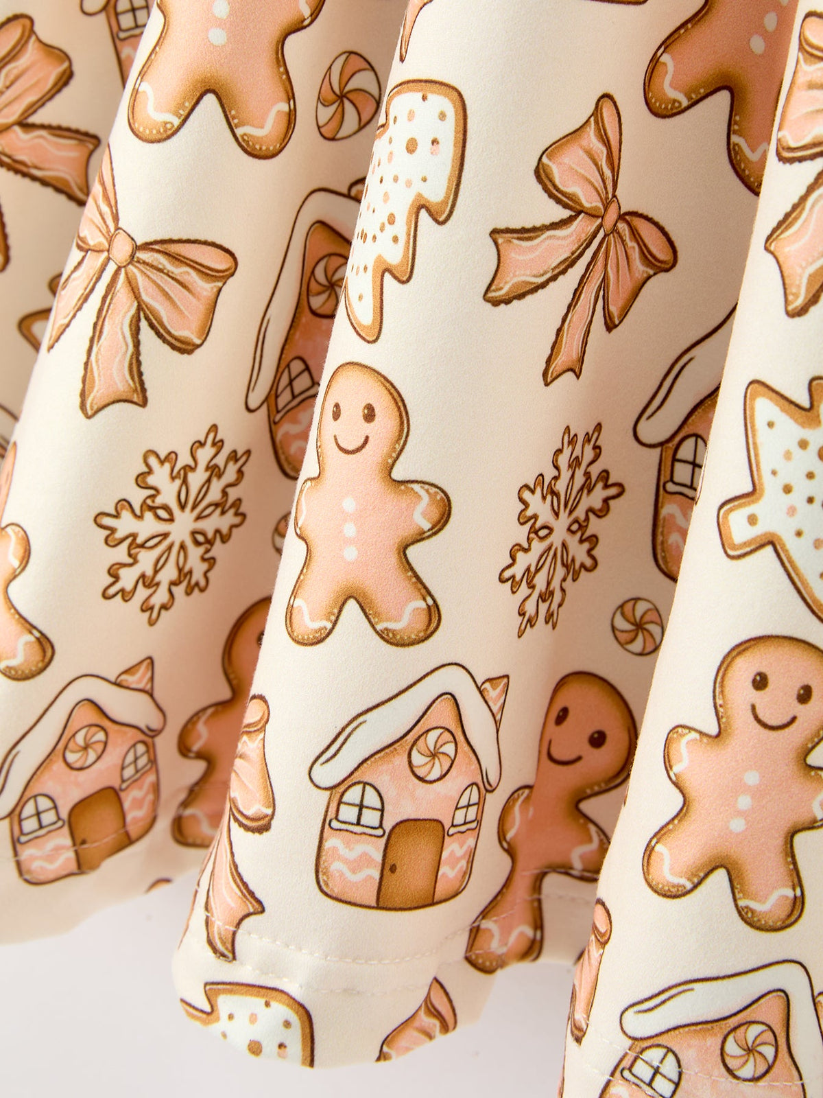 Girls’ Christmas Gingerbread Cookie Long-Sleeve Twirl Dress