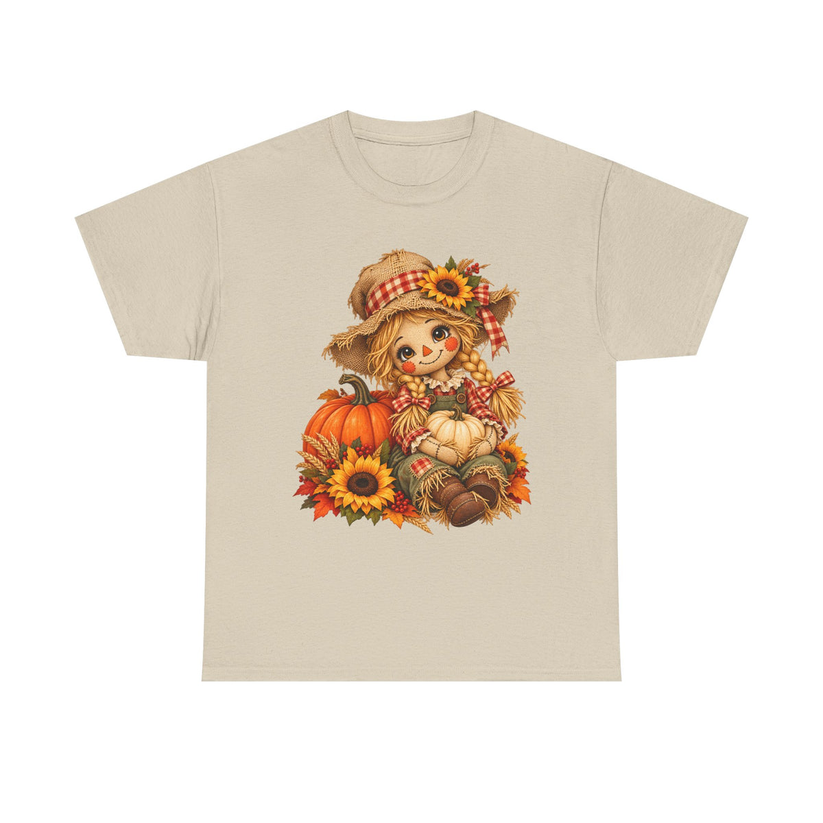 Autumn Scarecrow Tee — Cute Fall Pumpkin & Sunflower Graphic