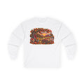 Long Sleeve Tee — Autumn Harvest Scenic Cabin with Pumpkins & Lanterns