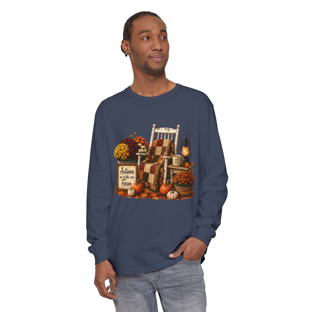Autumn on the Farm Long Sleeve Tee — Cozy Fall Harvest Graphic Shirt