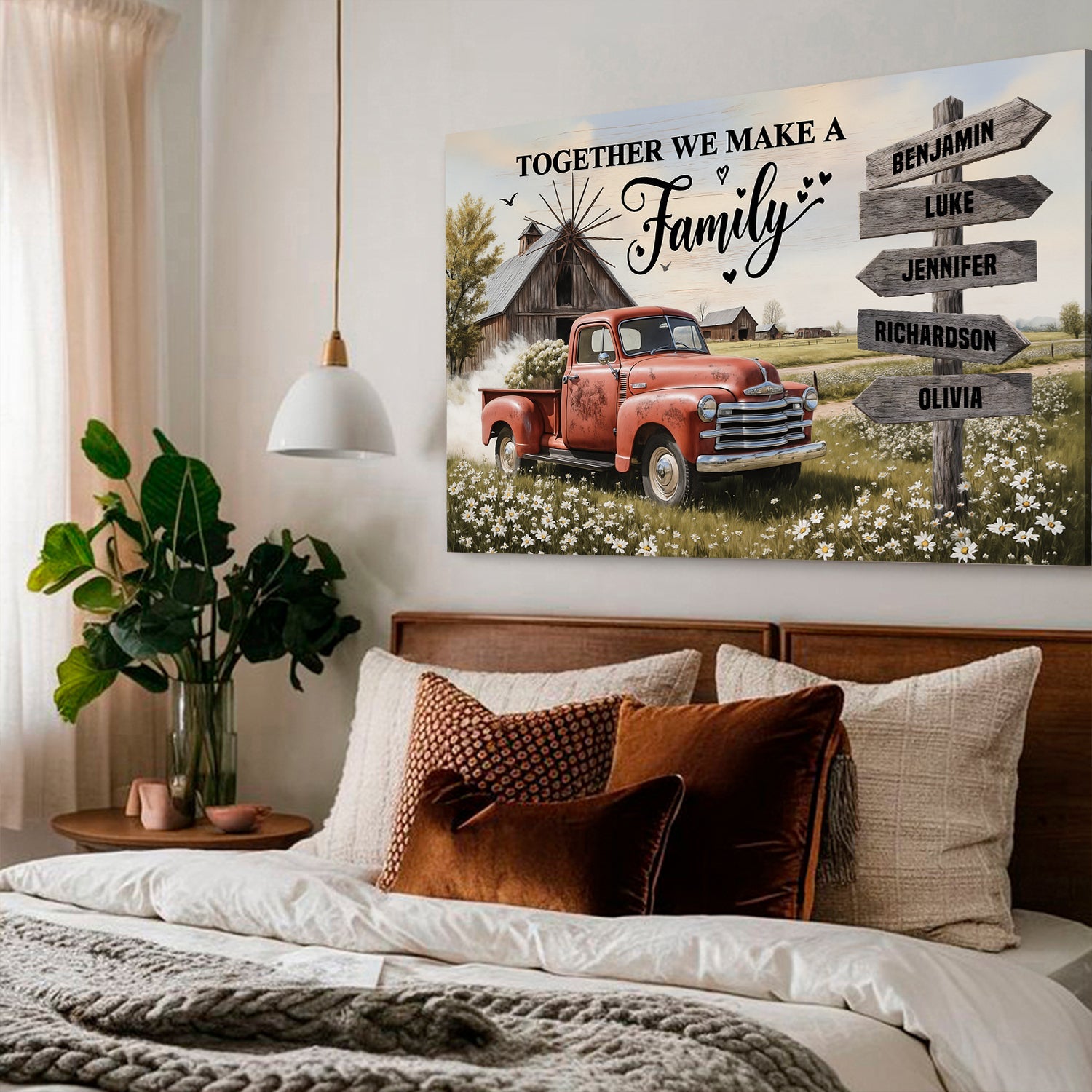 Personalized Farmhouse Family Old Truck Wall Art