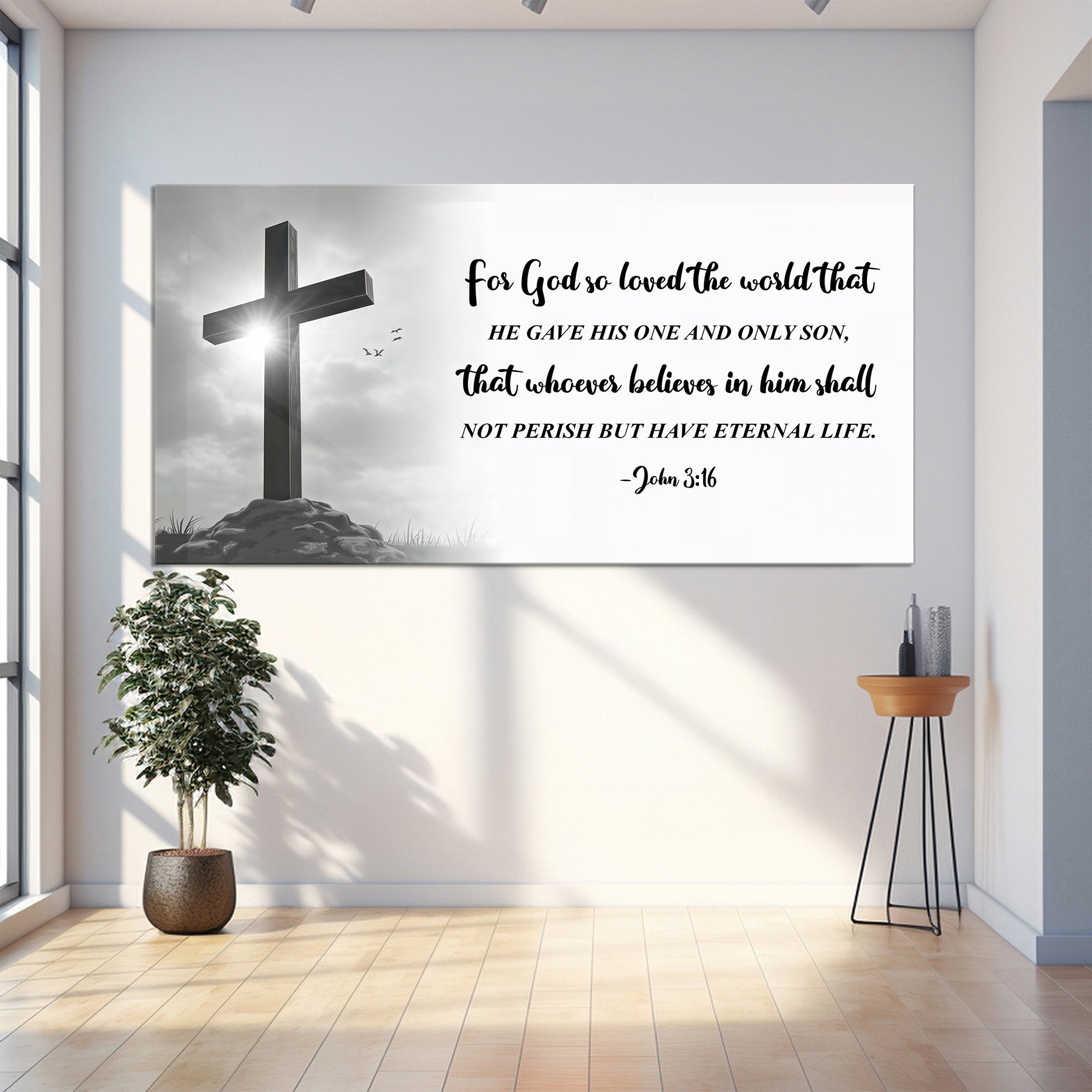 John 3:16: "For God So Loved the World" Farmhouse Canvas Wall Art