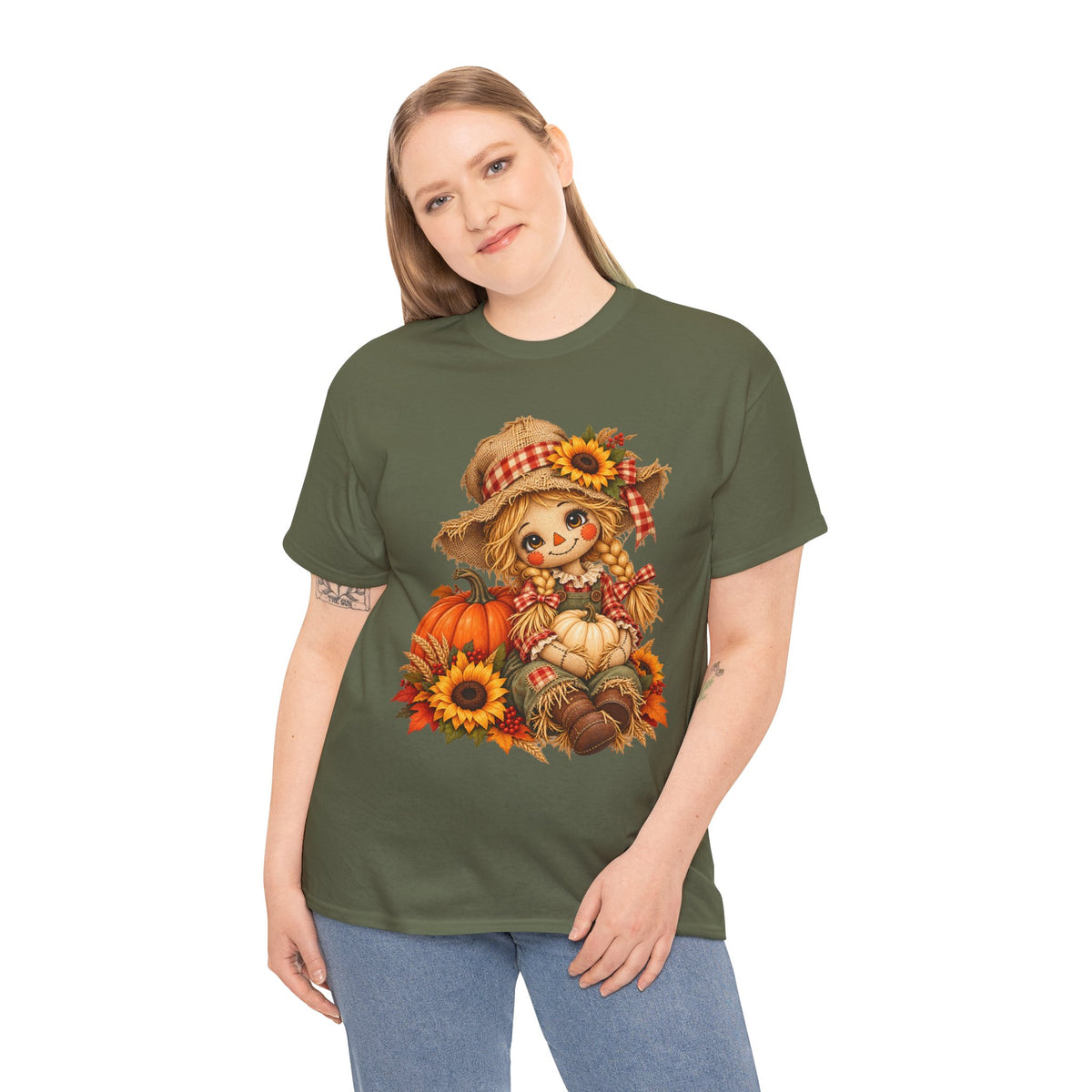 Autumn Scarecrow Tee — Cute Fall Pumpkin & Sunflower Graphic