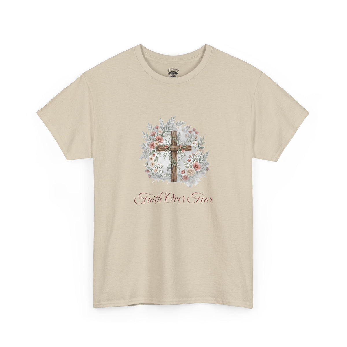 Faith Over Fear T-Shirt — Floral Cross Christian Graphic Tee