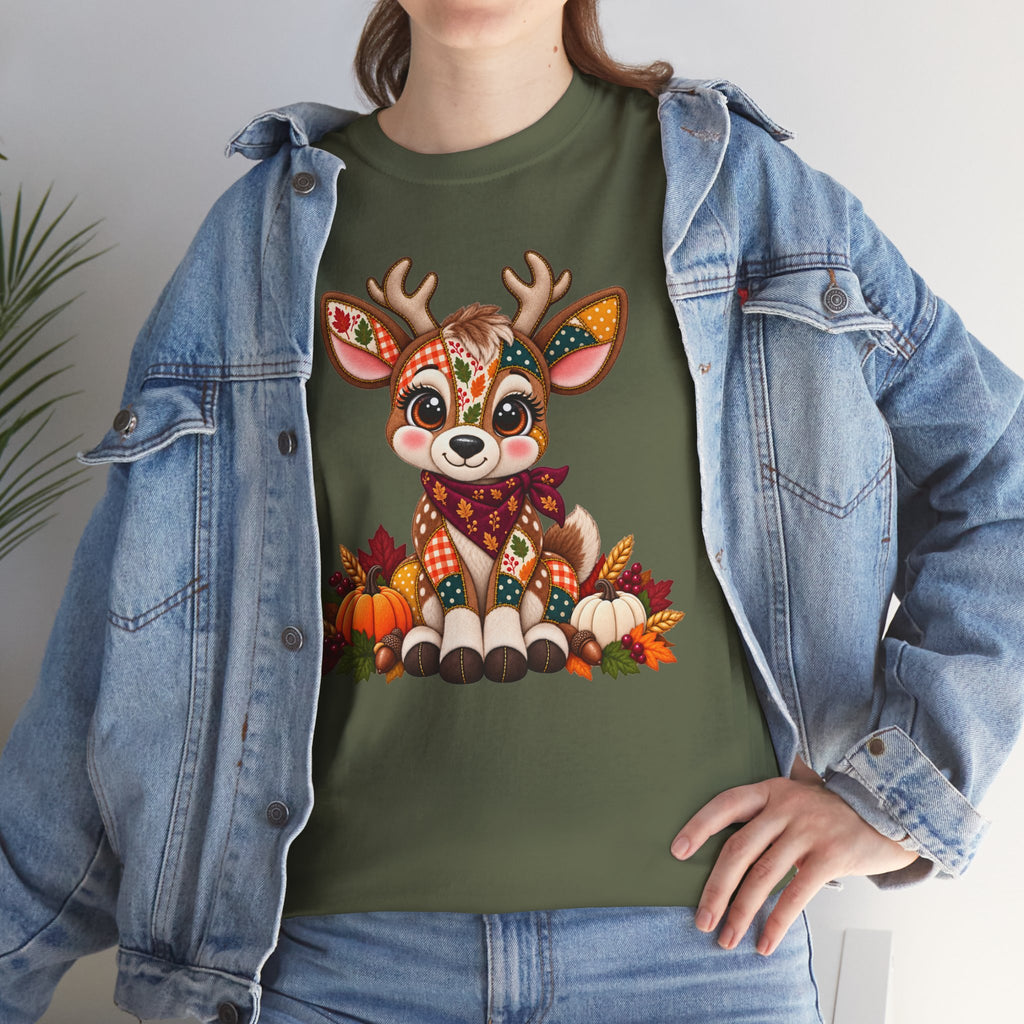 Patchwork Fall Deer T-Shirt