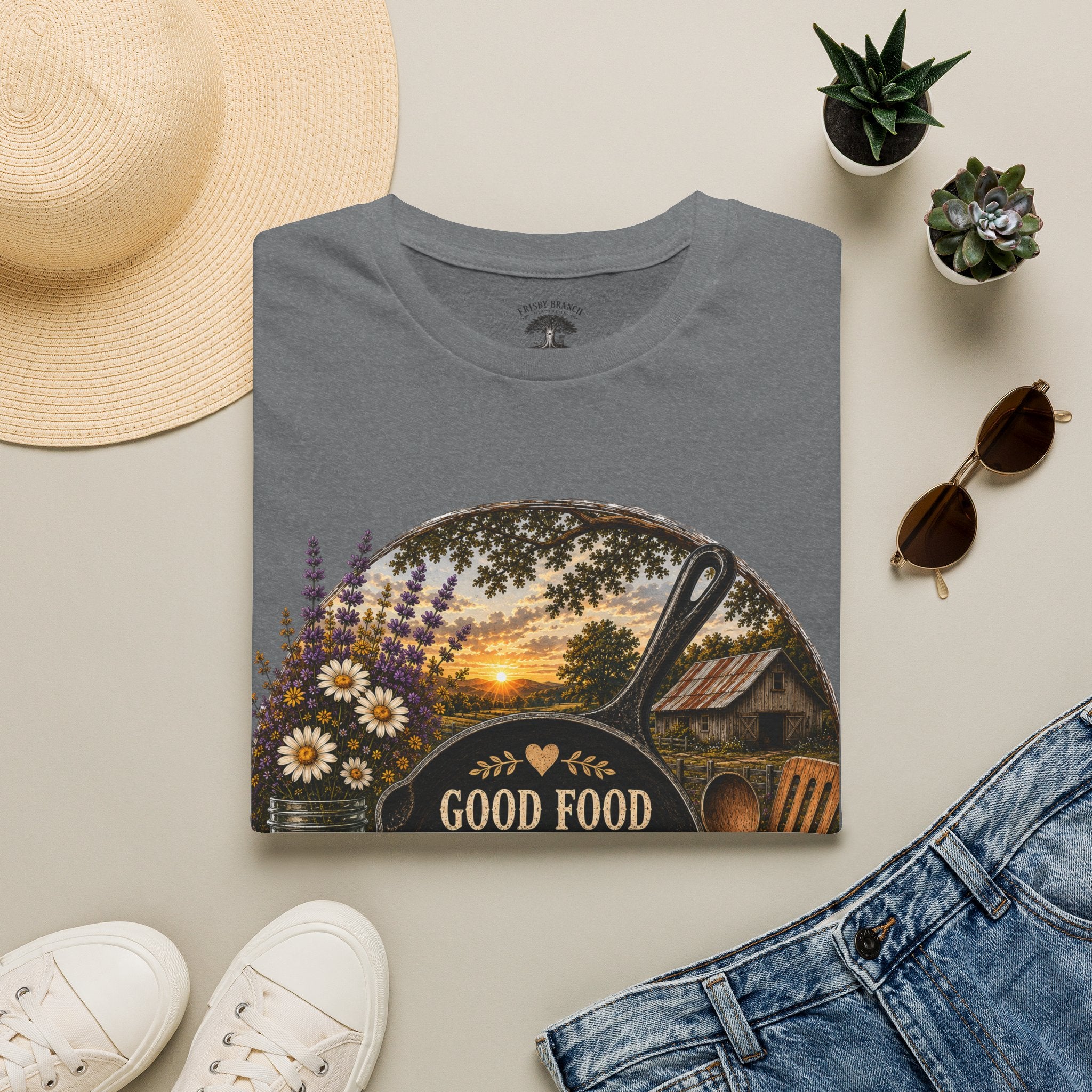 Good Food, Good Memories That Last a Lifetime | Rustic Cast Iron Skillet Farmhouse T-Shirt