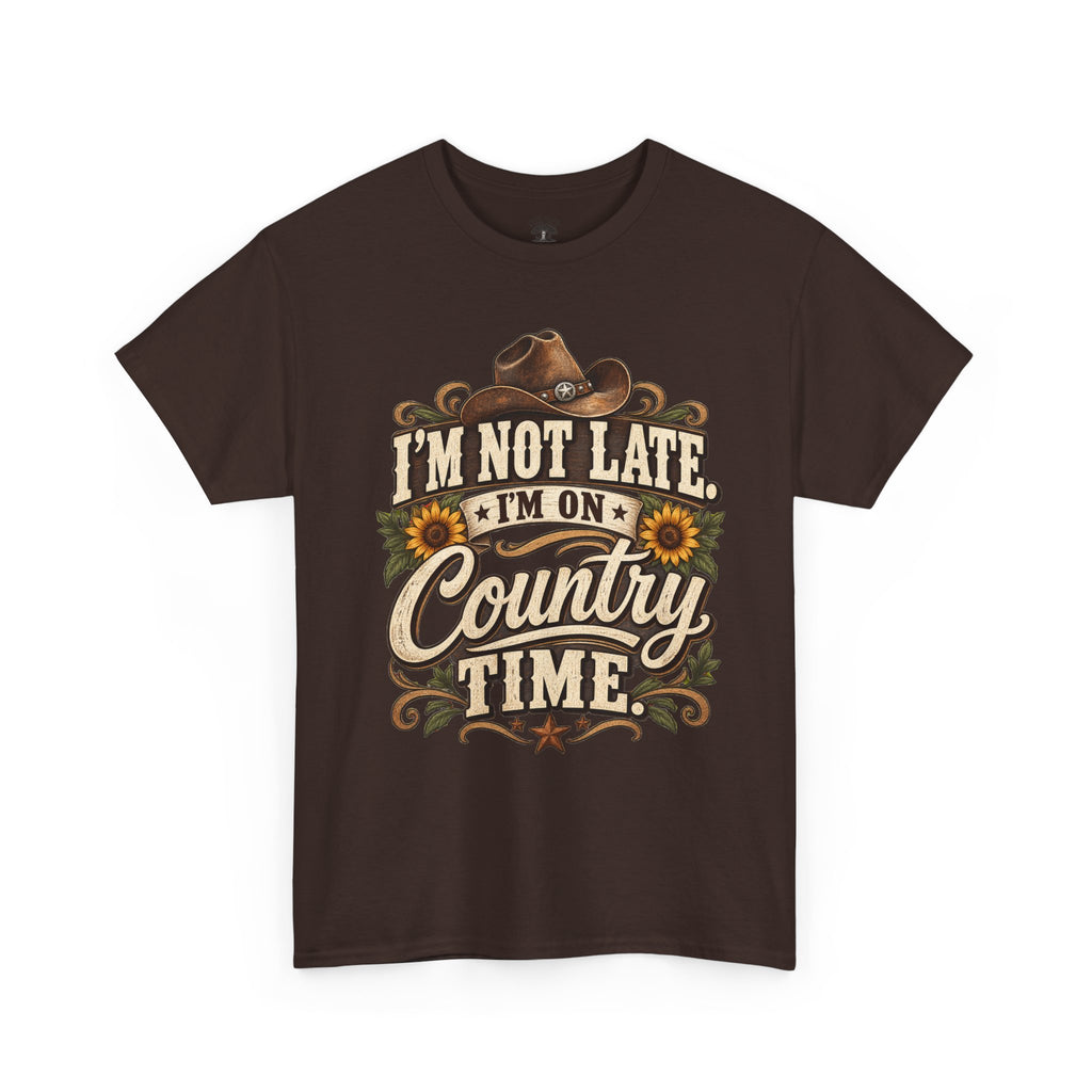 Country Time Tee — “I’m Not Late, I’m On Country Time” Vintage Cowboy T-Shirt