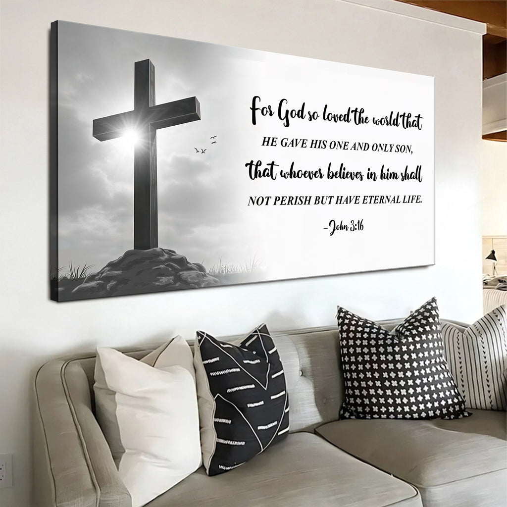 John 3:16: "For God So Loved the World" Farmhouse Canvas Wall Art