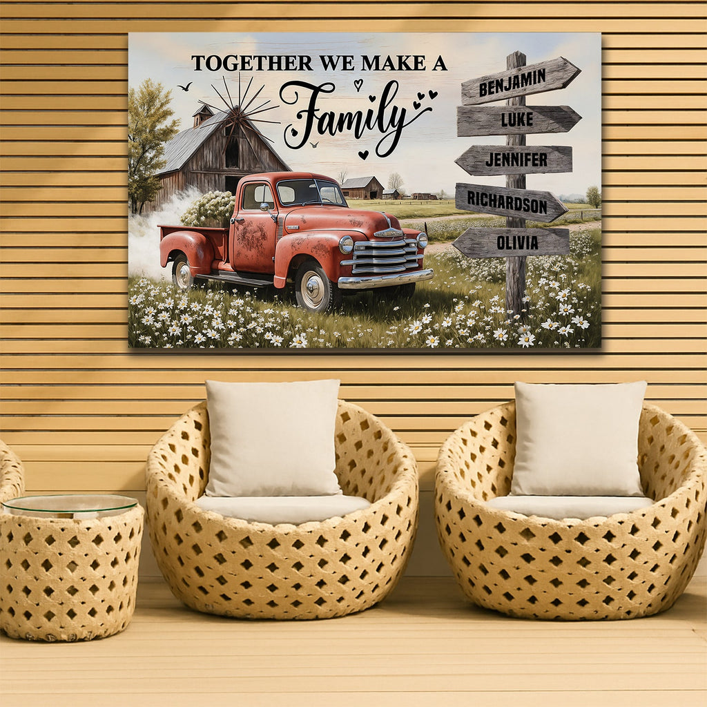 Personalized Farmhouse Family Old Truck Wall Art