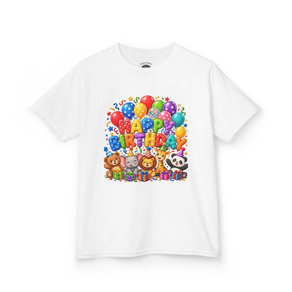 Kids 'Happy Birthday' Tee — Colorful Balloons & Cute Animals Birthday Shirt