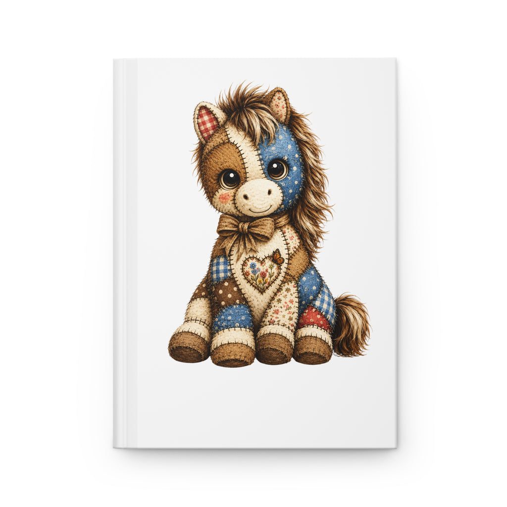 Patchwork Pony Hardcover Journal — Cute Plush Horse Notebook for Kids & Gifts