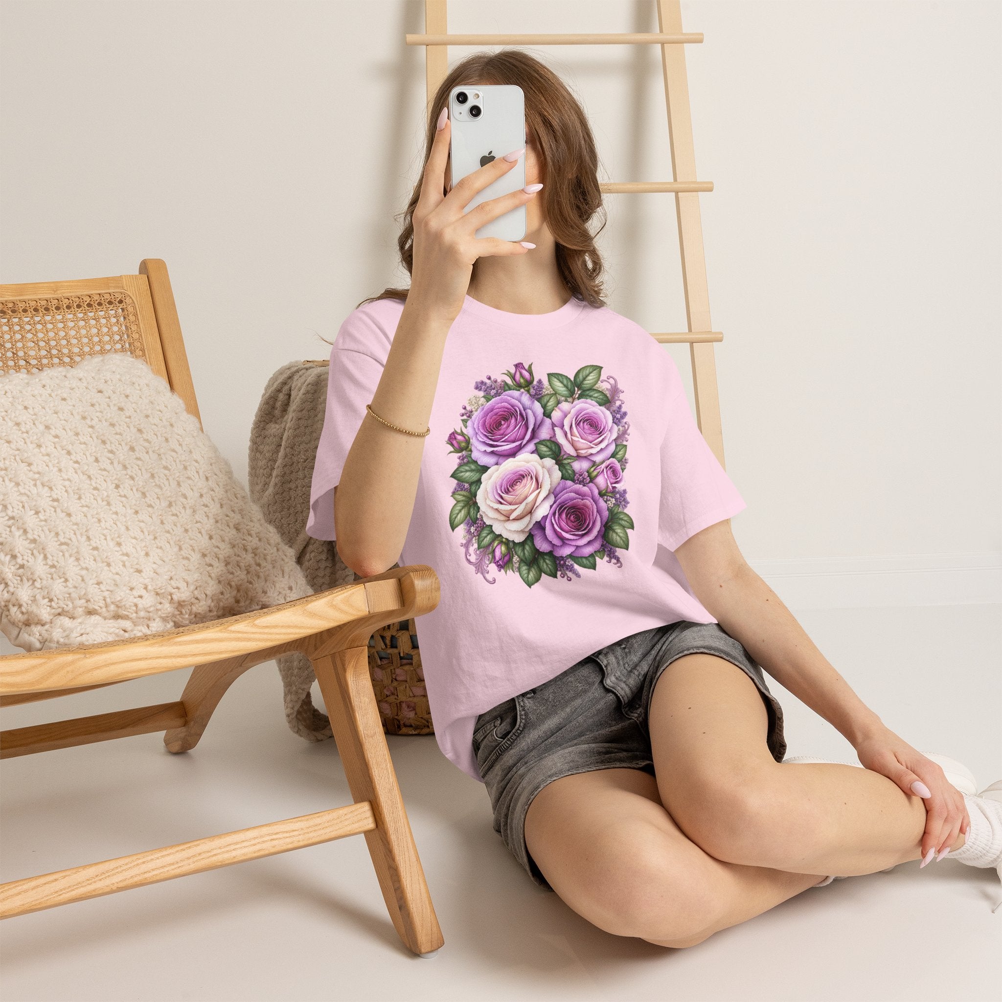 Purple Rose Bouquet T-Shirt — Vintage Floral Graphic Tee for Women & Men