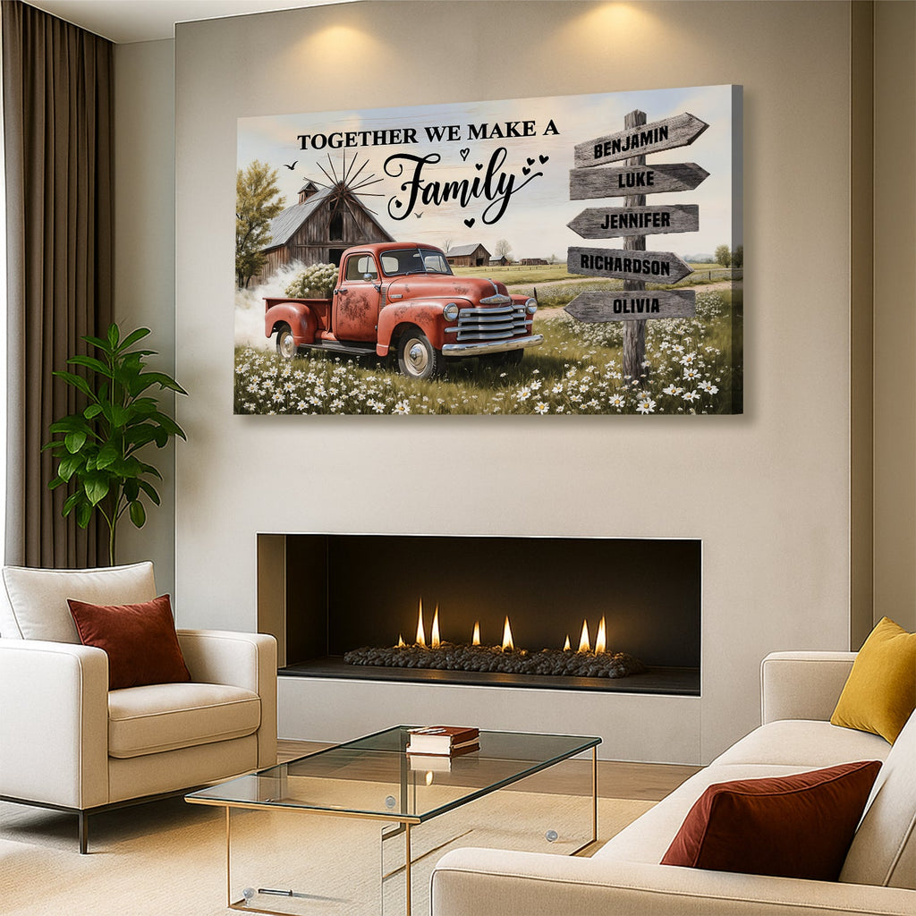 Personalized Farmhouse Family Old Truck Wall Art