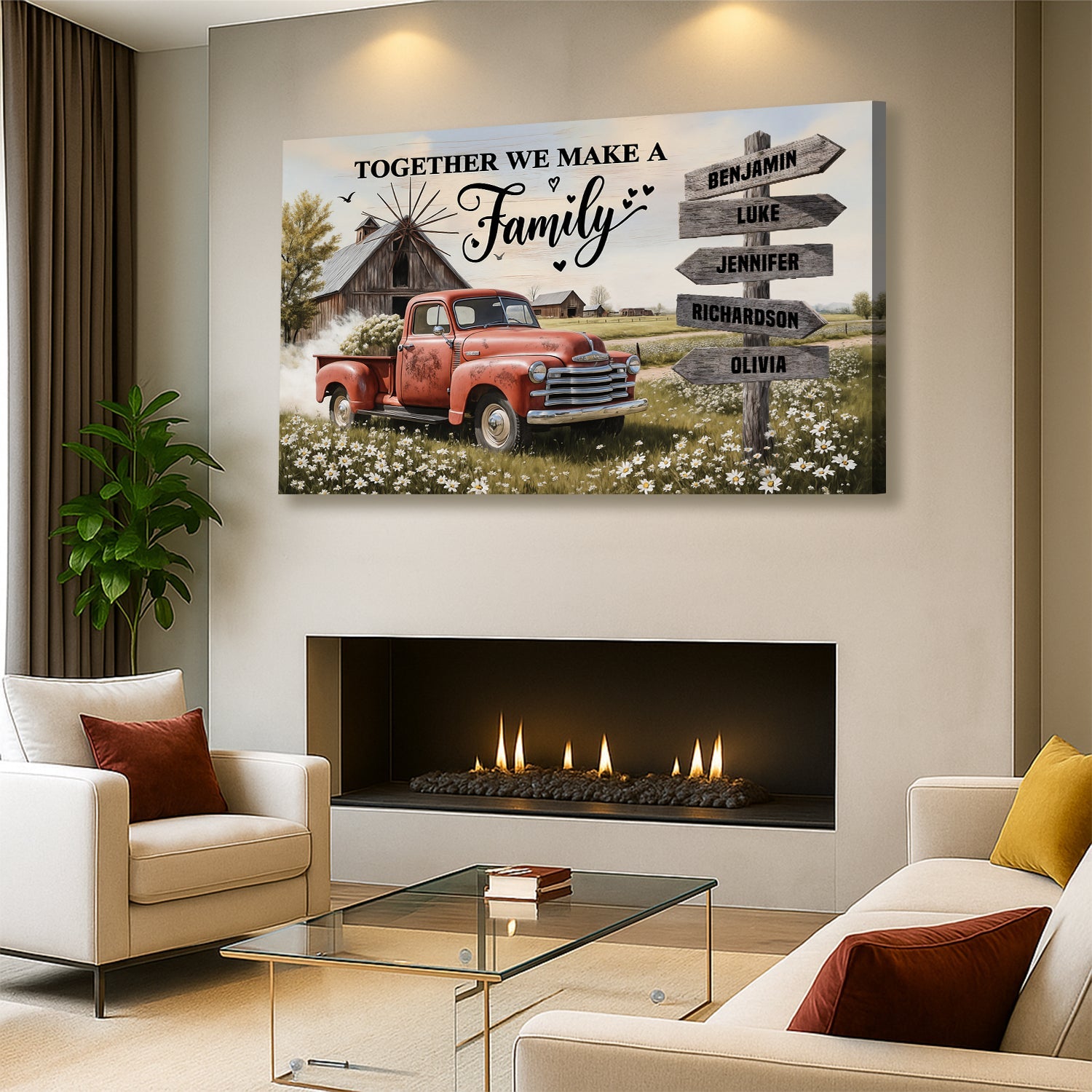 Personalized Farmhouse Family Old Truck Wall Art