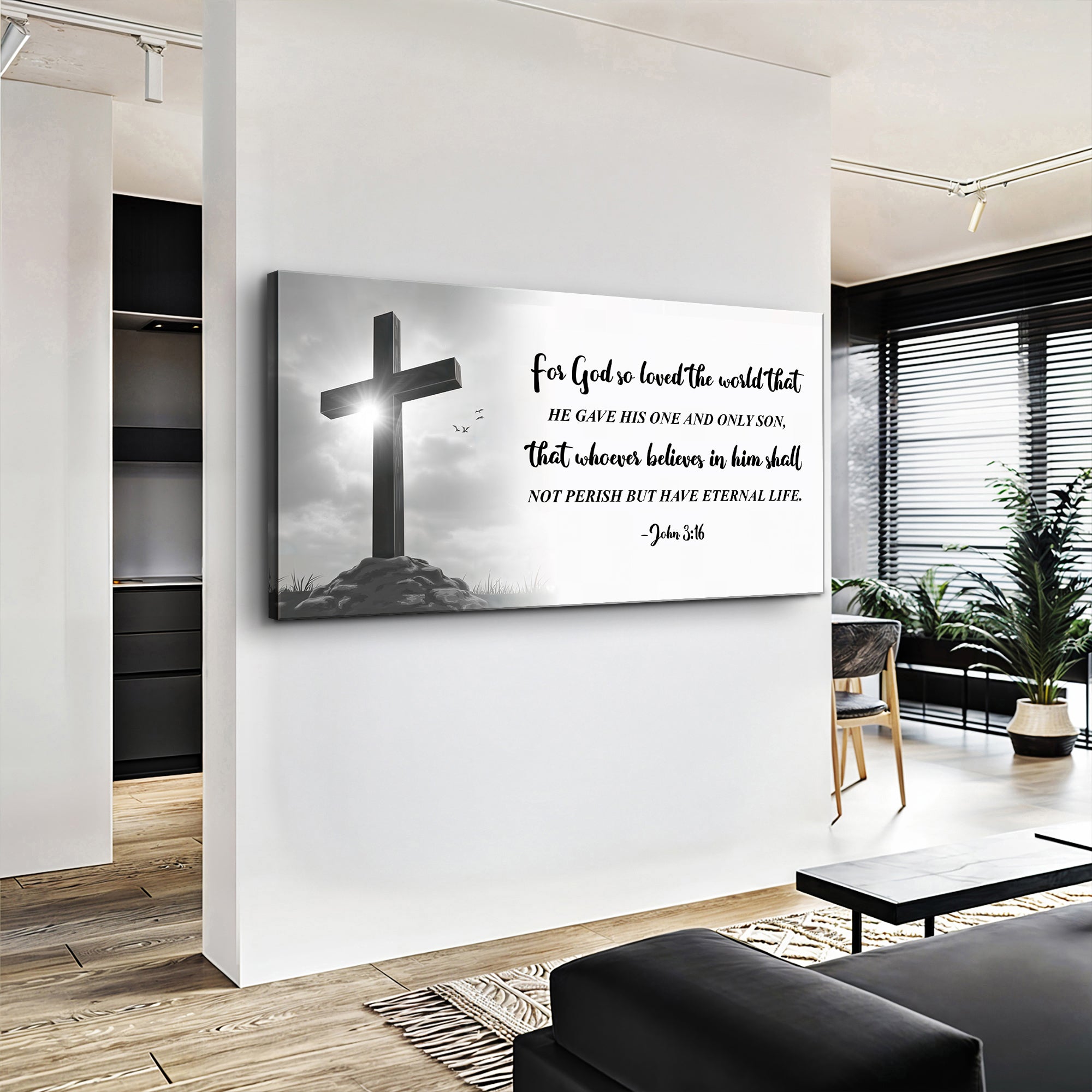 John 3:16: "For God So Loved the World" Farmhouse Canvas Wall Art