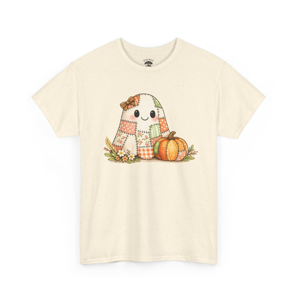 Cute Patchwork Ghost Tee — Fall Pumpkin Halloween T‑Shirt