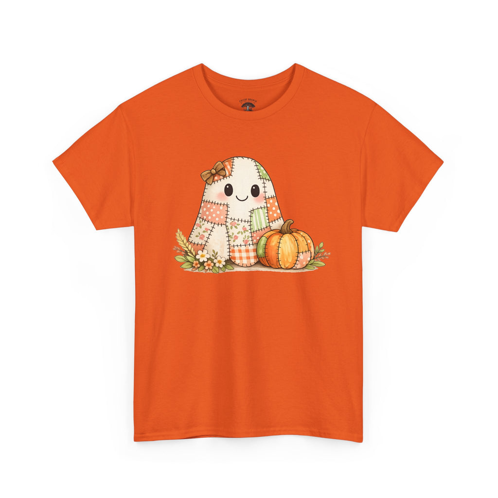 Cute Patchwork Ghost Tee — Fall Pumpkin Halloween T‑Shirt