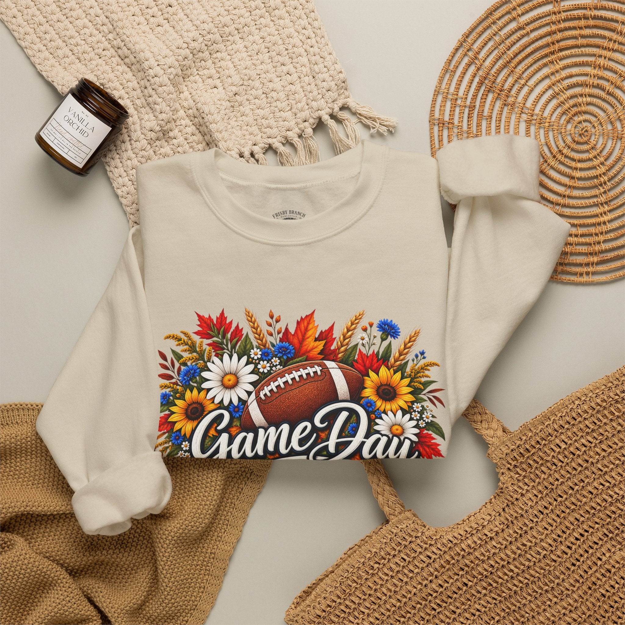 Game Day Floral Football Crewneck Sweatshirt