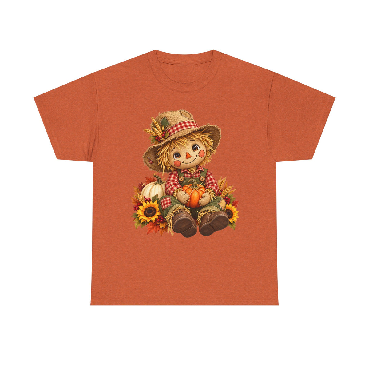 Autumn Scarecrow Tee — Cute Fall Harvest Pumpkin Shirt