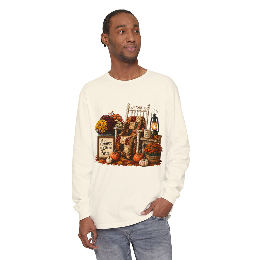Autumn on the Farm Long Sleeve Tee — Cozy Fall Harvest Graphic Shirt