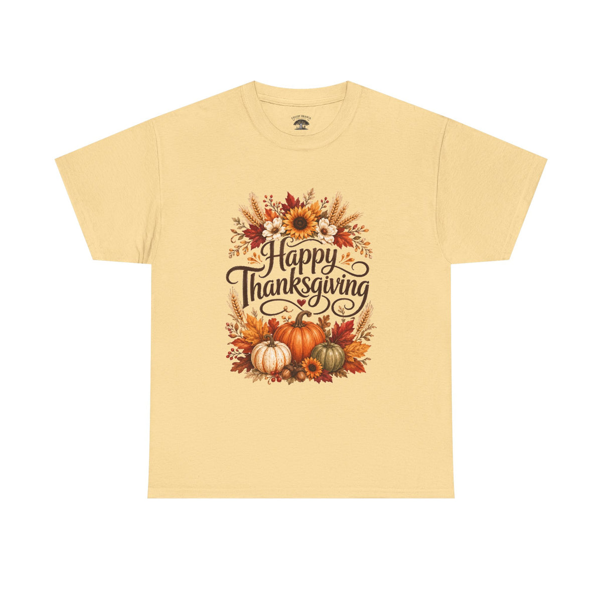 Happy Thanksgiving Tee — Pumpkin & Sunflower Fall Holiday Shirt