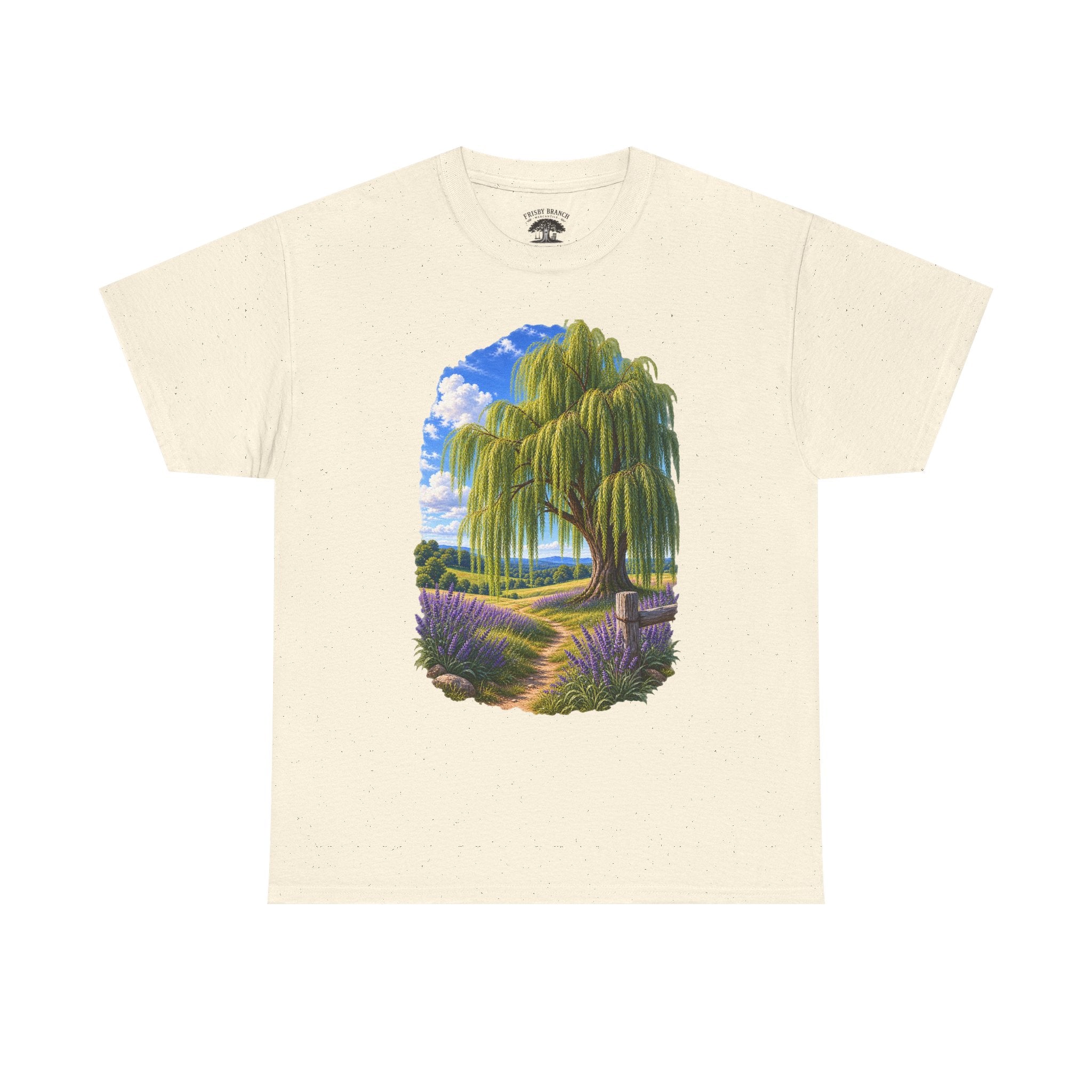 Willow Path T-Shirt — Scenic Lavender Meadow Graphic Tee