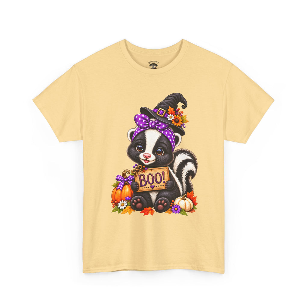 Halloween Skunk Tee – Cute Witch Hat ‘Boo!’ Pumpkin Graphic T-Shirt