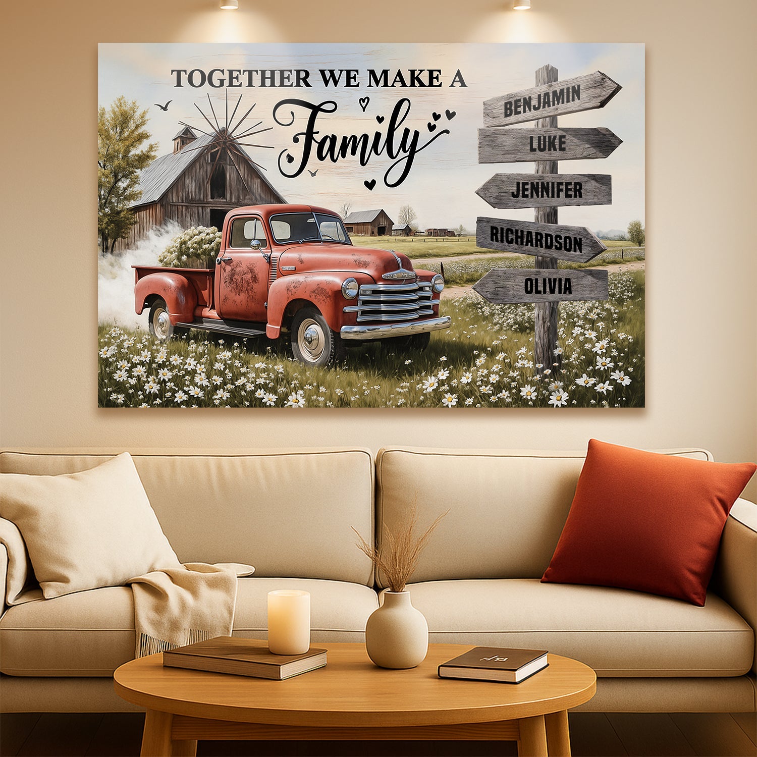 Personalized Farmhouse Family Old Truck Wall Art