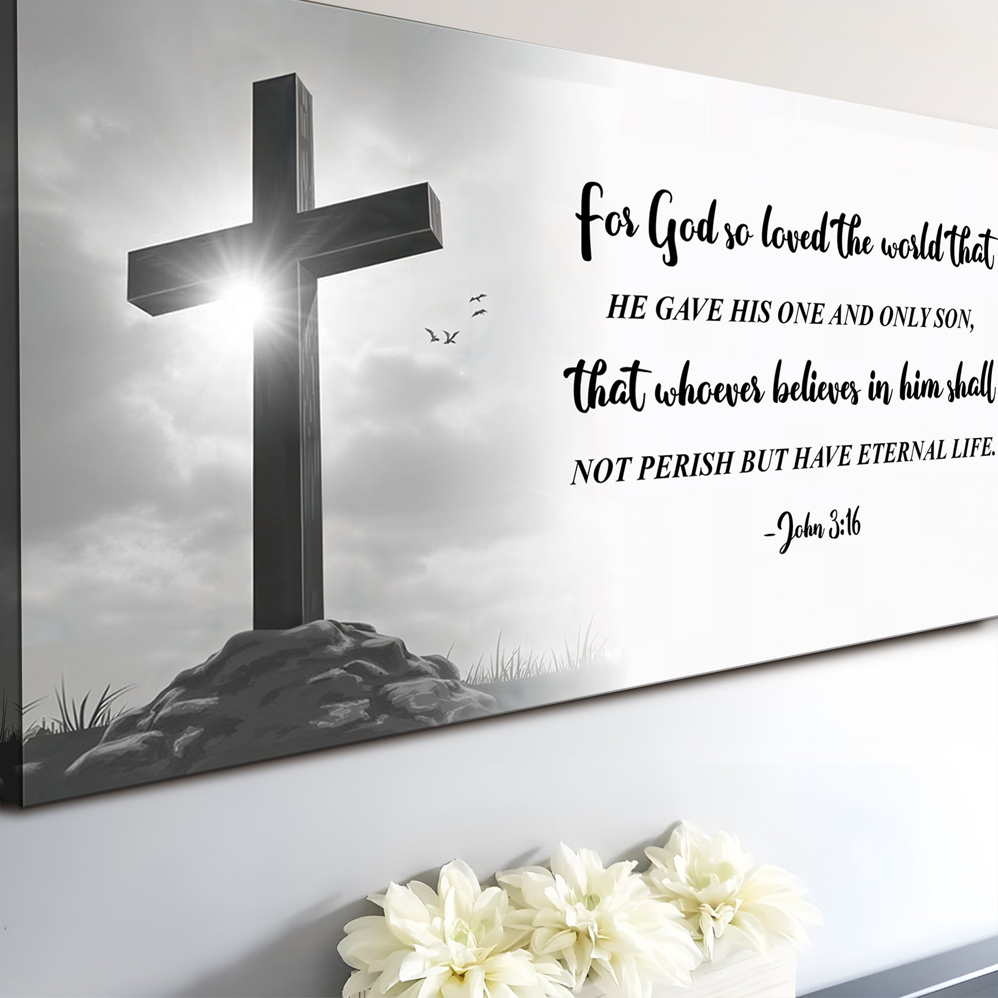 John 3:16: "For God So Loved the World" Farmhouse Canvas Wall Art