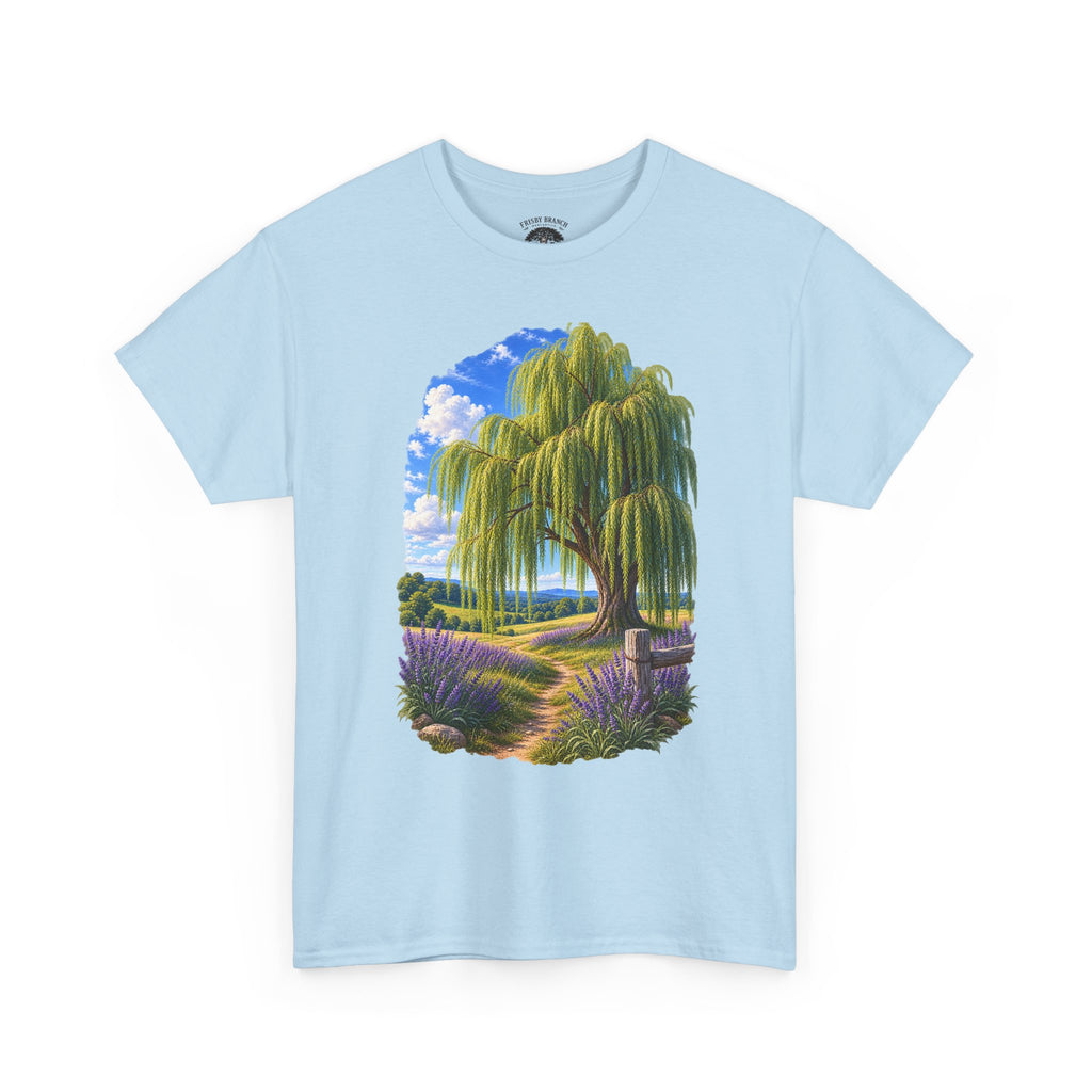 Willow Path T-Shirt — Scenic Lavender Meadow Graphic Tee