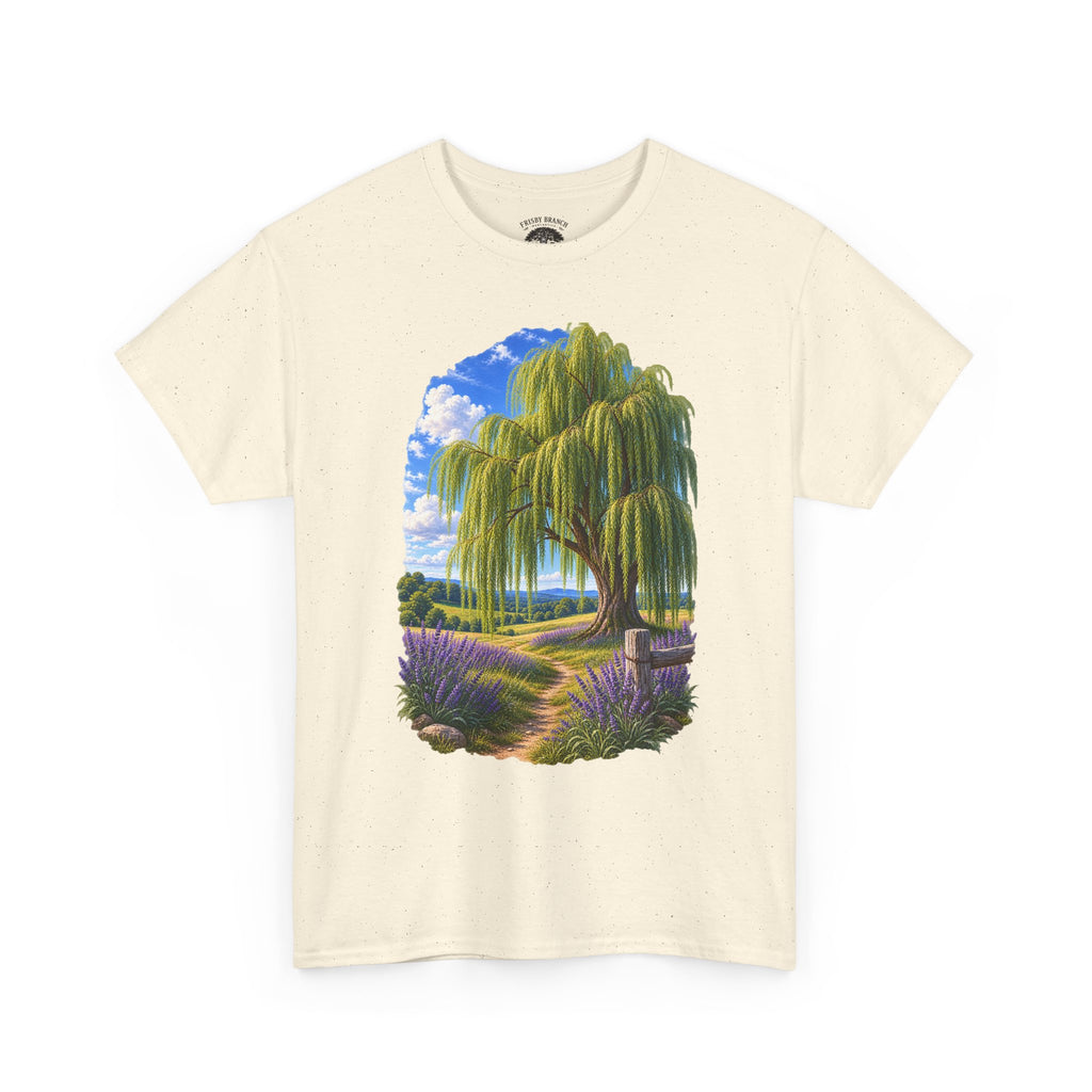 Willow Path T-Shirt — Scenic Lavender Meadow Graphic Tee