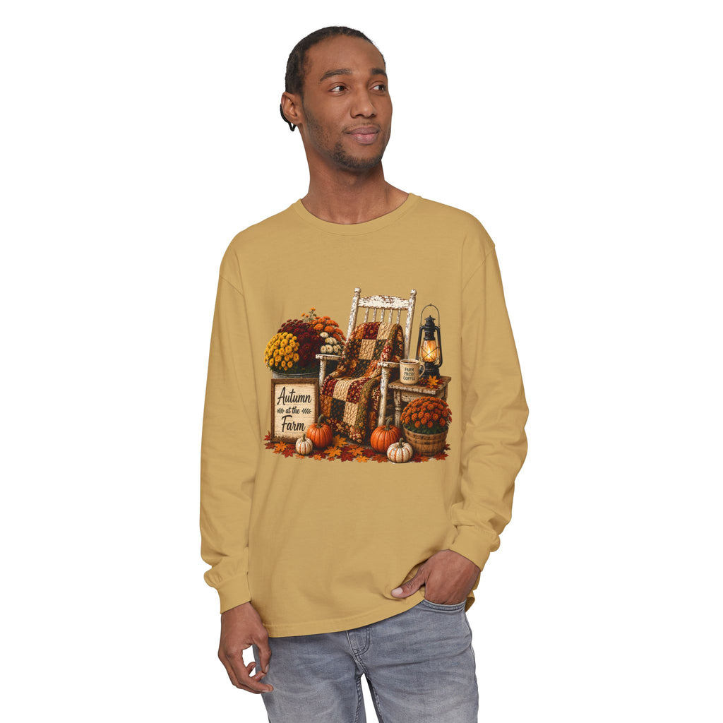 Autumn on the Farm Long Sleeve Tee — Cozy Fall Harvest Graphic Shirt