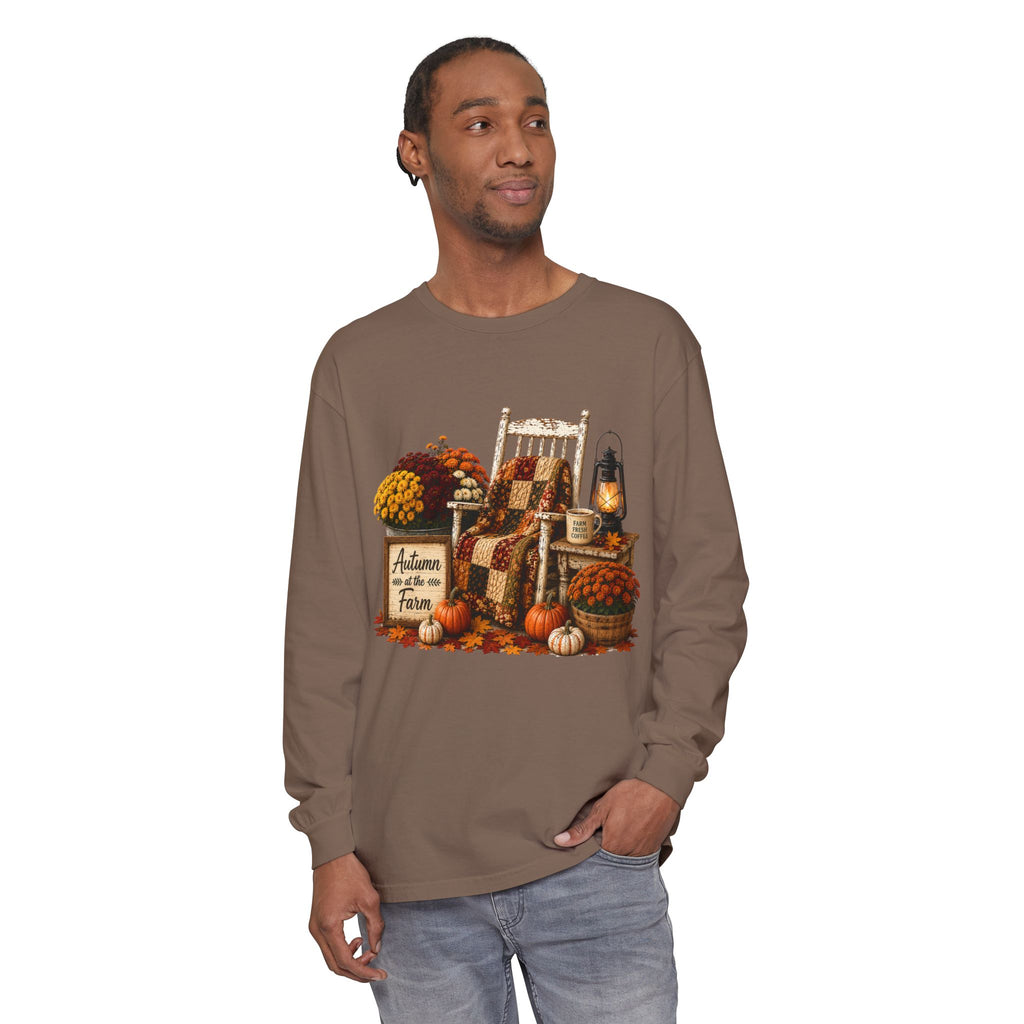 Autumn on the Farm Long Sleeve Tee — Cozy Fall Harvest Graphic Shirt