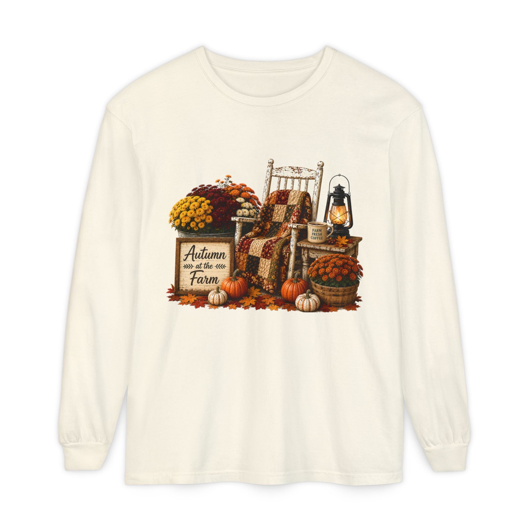 Autumn on the Farm Long Sleeve Tee — Cozy Fall Harvest Graphic Shirt