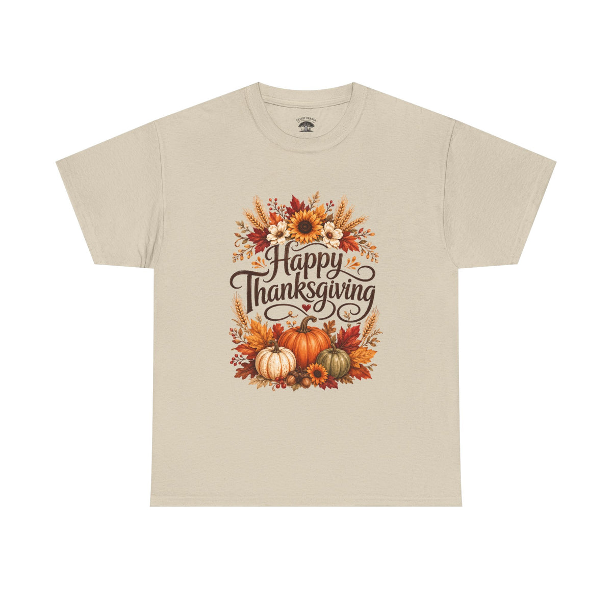 Happy Thanksgiving Tee — Pumpkin & Sunflower Fall Holiday Shirt